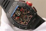 Replica Richard Mille RM011 NTPT Lotus F1 Team PVD Chronograph KVF Crystal Skeleton Dial Red Black Rubber Strap A7750 - Image 3
