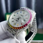 Rolex DateJust Replica Watch Full Moissanite Diamonds Hong Kong Dial Blue 41mm - Image 6