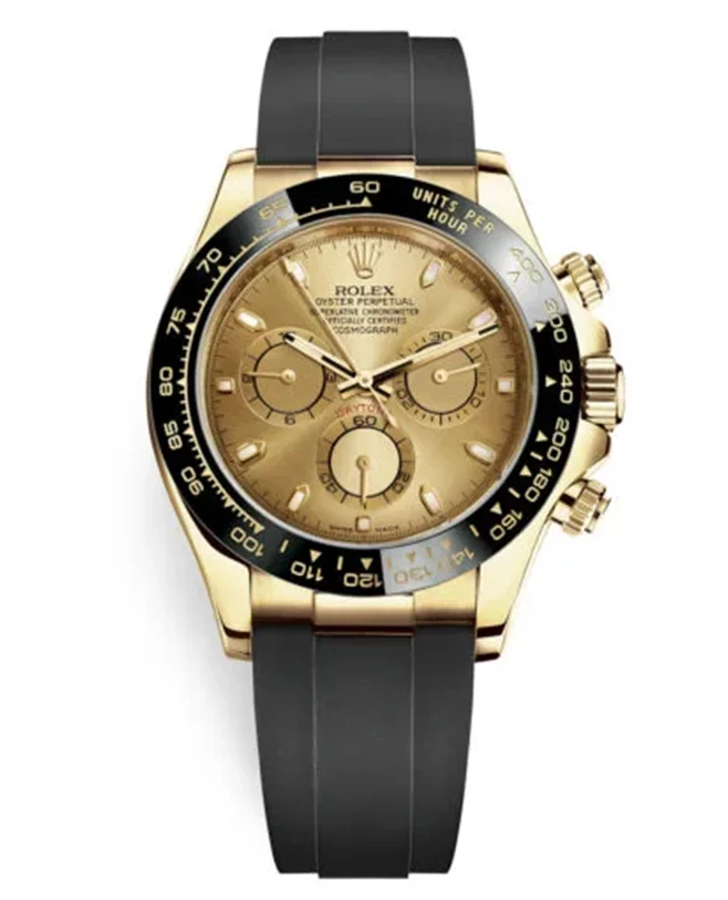 E32ED63E-2F1C-6413-0DA3-99039EE0E425.webp Rolex Cosmograph Daytona 116518LN Champagne Dial Oysterflex Yellow Gold Mens Watch(1:1 replica) - Image 1