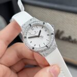 Hublot Replica Watch Classic Fusion White Dial Custom Moissanite Diamonds 33mm - Image 3