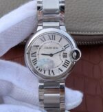 Replica Cartier V6F Ballon Bleu 36mm White Dial SS Bracelet Ronda Quartz