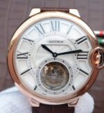 Replica Cartier Ballon Bleu Tourbillon RG Brown Leather Strap - Image 3