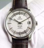 Replica Omega V6F De Ville Hour Vision Co-Axial 41mm SS White Dial Brown Leather Strap A8500