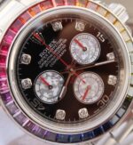 Replica Rolex Daytona 116599 Colorful Crystal Bezel Black Dial SS Bracelet A7750 - Image 3