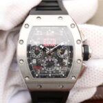Replica Richard Mille RM011 Felipe Massa Black Inner Bezel Black Rubber Strap A7750
