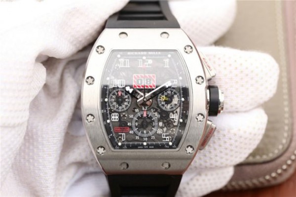 E4F6BBF9-D712-DA49-28C1-507BA37460EB.jpg Replica Richard Mille RM011 Felipe Massa Black Inner Bezel Black Rubber Strap A7750 - Image 1
