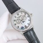 Fake Patek Philippe Replica Watch 4948G-001 Complications Ladies Annual Calendar Moon Phase 38mm Black Tahitian Mother of Pearl Arabic White Gold Diamond Set Leather(1:1 replica) - Image 7