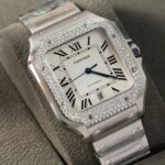 Cartier Replica 11 Watch Santos Moissanite Diamond Bezel White Dial BV Factory 39.8mm - Image 3