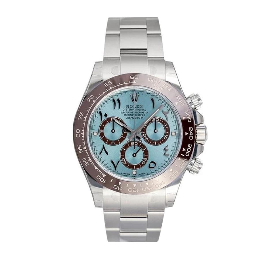 E7769C8D-EC64-02AB-A684-6454F8EB9B50.jpg Rolex Daytona Platinum Ice-Blue Arabic Dial 116506-0001 Oyster Replica - Image 1