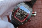 Replica Richard Mille RM055 Black Ceramic Red Inner Bezel Skeleton Dial Black Rubber Strap MIYOTA8215 - Image 2