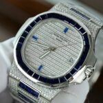 Patek Philippe Nautilus 5719 Best Copies Watch Diamonds Moissanite   Sapphire Baguette Custom 40mm - Image 5