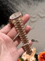 Rolex Replica Watch Day-Date Moissanite Ruby Baguette Red 18K Gold Wrapped 40mm - Image 6