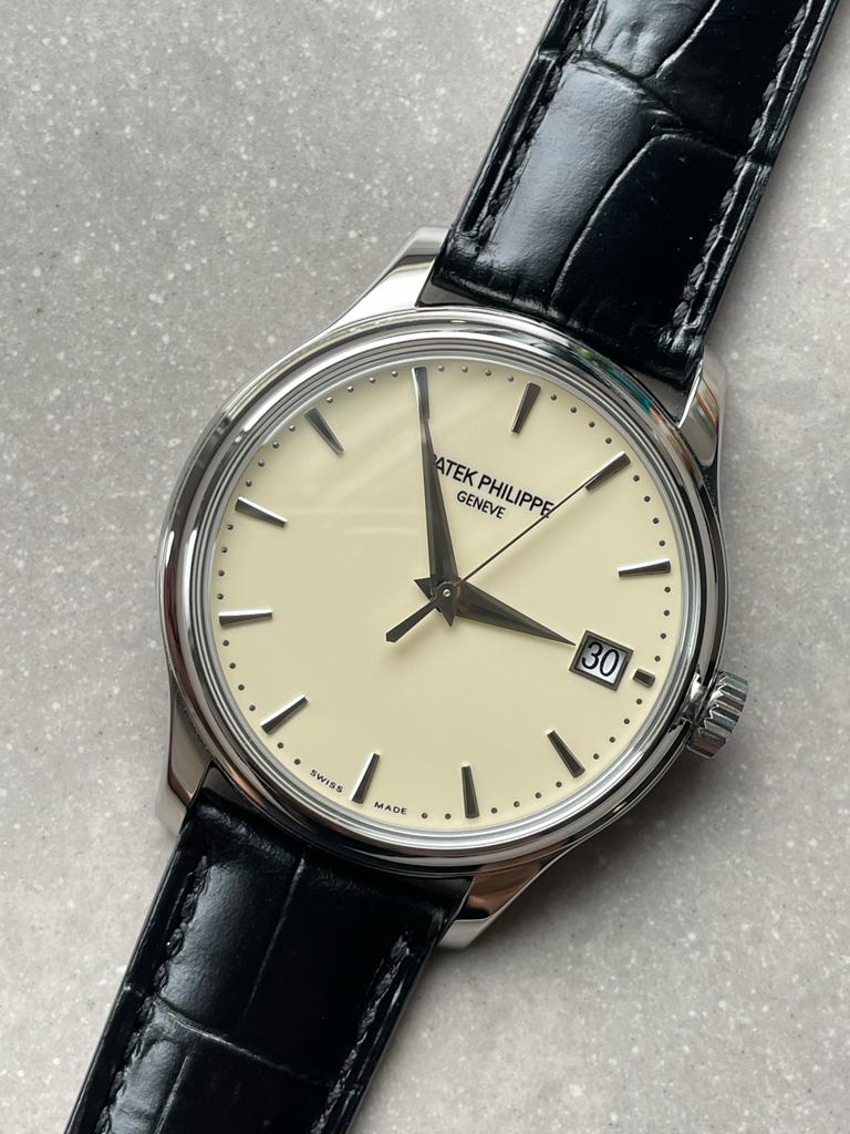 E8902808-A39A-86B7-5687-A1491D725BC9.jpg Replica PATEK PHILIPPE Calatrava ZF 5298p Date off White Dial SS bezel ZF factory - Image 1