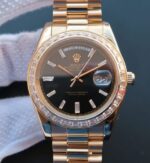 Replica Rolex Noob Day-Date 218399 YG Black Dial Bracelet A3255