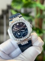 Patek Philippe Replica Watch Nautilus 5724 Custom Moissanite Diamonds Leather Strap 40mm - Image 3