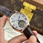 Cartier Drive Tourbillon Best Copies Watch Dial Guiloche Motif Leather Strap 41mm - Image 3