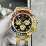 Rolex Replica 1:1 Watch Daytona Rainbow Yellow Gold Plated With Stone 40mm