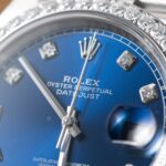 Rolex Replica Watch DateJust Blue Dial With Moissanite Diamond Bezel Factory Clean 41mm - Image 5