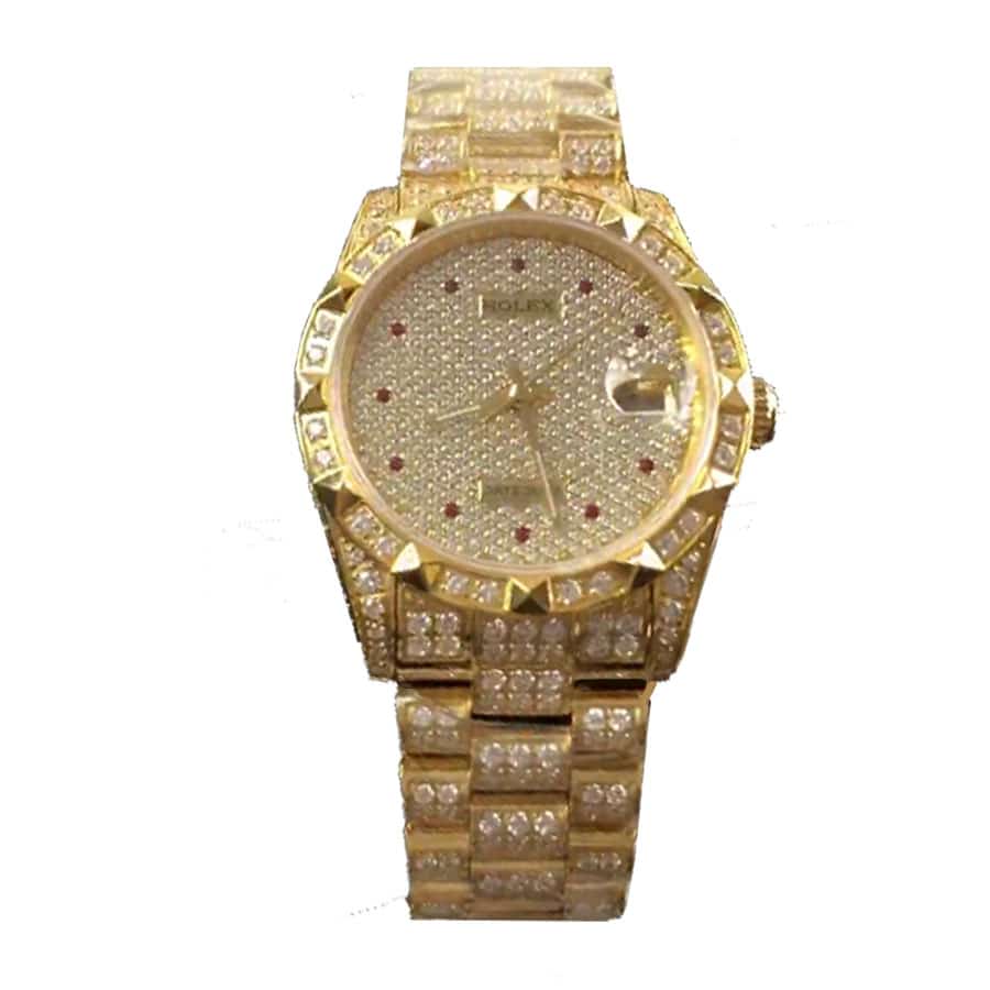 E9EE75EE-7742-7075-4F7B-7AF21306DD9E.jpg Rolex Gold Full Diamond Replica - Image 1
