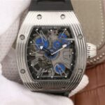 Replica Richard Mille RM018 Hommage a Boucheron SS Yellow Skeleton Dial Blue Rubber Strap 6T51