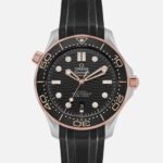 Seamaster Diver 300M Co-Axial Master Chronometer 42mm Two-Tone Black Dial On Rubber Strap(1:1 replica)