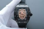 Replica Richard Mille RM052 Black Ceramic Gold Skull Dial Black Rubber Strap MIYOTA8215