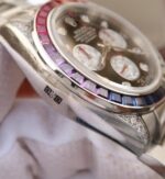 Replica Rolex Daytona 116599 Colorful Crystal Bezel Black Dial SS Bracelet A7750 - Image 5
