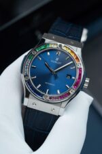 Hublot Classic Fusion Titanium Rainbow Refined Synthentic Gemstones Bezel Best Copy 42mm - Image 3