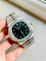 Replica PATEK PHILIPPE Nautilus 5711/1A PPF 1:1 Best Edition Green Textured Dial T Diamonds Bezel on SS Bracelet 324CS V4 - Image 5