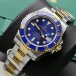 Rolex Submariner Dial Blue Copies Watches Gold Wrapped Custom 40mm - Image 3