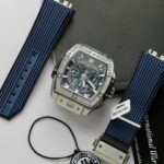 Hublot Spirit Of Big Bang Titanium Dial Blue Custom Moissanite Diamonds Hong Kong 42mm - Image 6