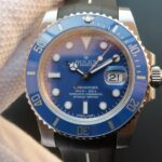 Replica Rolex Submariner 116619 LB Blue Ceramic Noob V7 Black Rubber Strap A3135