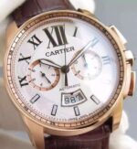 Replica Cartier JF Cartier Calibre de Cartier RG Chronograph White Dial Miyota 9100 - Image 3
