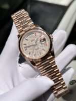Rolex Day-Date Gold Wrapped Replica Watch With Moissanite Full DIal GM V2 40mm - Image 3