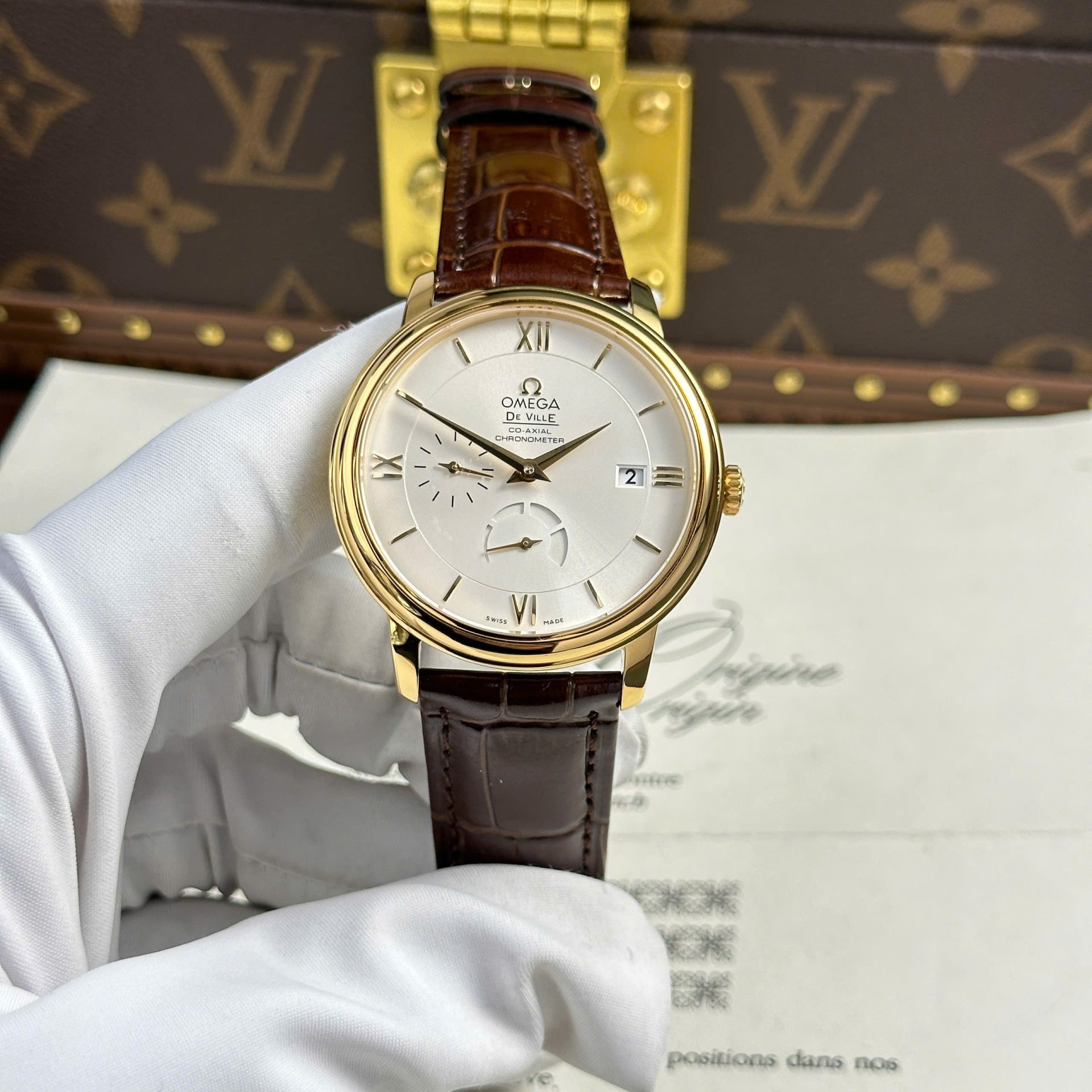 F21B35EE-CED0-E1BC-8B3B-1632F7D2A779.jpg Omega De Ville Prestige Power Reserve Replica 11 Watch Leather Strap 39.5mm - Image 1