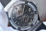 Replica Hublot Classic Fusion Tourbillon 42mm TF Skeleton Dial Black Gummy Strap A23J - Image 3