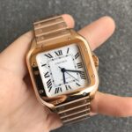 Fake cartier watch Santos large model mechanical movement Silver Dial Rose Gold WGSA0018(1:1 replica) - Image 8
