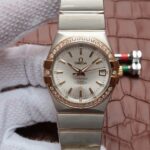 Replica Omega V6 Constellation 35mm White Dial Diamonds Bezel SS Bracelet A2500