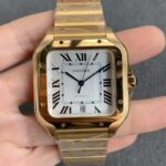 Fake cartier watch Santos large model mechanical movement Santos De Cartier Large Yellow Gold WGSA0029 GF(1:1 replica) - Image 9