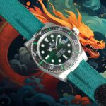 ROLEX Year of the Dragon Auspicious ?? ?? Submariner Carbon Fiber Bezel – Velcro Strap – Green(1:1 replica) - Image 5