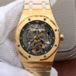 Replica Audemars Piguet Royal Oak Tourbillon Extra-Thin Openworked YG Skeleton Dial YG Bracelet