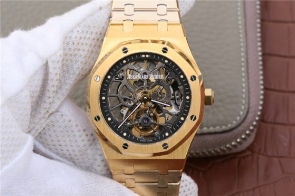 F4B76C11-FEDB-F7BE-09D6-A56BFC5FAB67.jpg Replica Audemars Piguet Royal Oak Tourbillon Extra-Thin Openworked YG Skeleton Dial YG Bracelet - Image 1