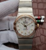 Replica Omega V6 Constellation 35mm SS White Dial Diamonds   Bezel Markers RG Bezel A2500