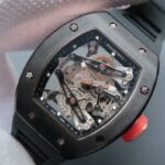 Replica Richard Mille RM038 RG Black Inner Bezel Skeleton Dial Black Rubber Strap Jap Quartz
