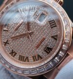 Replica Rolex Day-Date 218399 Roman Numerals RG Full Diamonds A3255 - Image 2