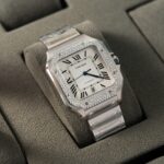 Cartier Replica 11 Watch Santos Moissanite Diamond Bezel White Dial BV Factory 39.8mm - Image 2