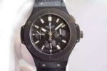 Replica Hublot Big Bang 44mm Carbon Fiber Black Gummy Strap A7750