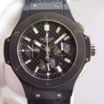 Replica Hublot Big Bang 44mm Carbon Fiber Black Gummy Strap A7750