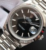 Replica Rolex Day-Date II 228239 SS Textured Black Dial SS Bracelet A3255 - Image 2