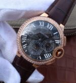 Replica Cartier Ballon Bleu De Cartier Chrono RG Black Dial Diamonds Bezel A8101 - Image 2